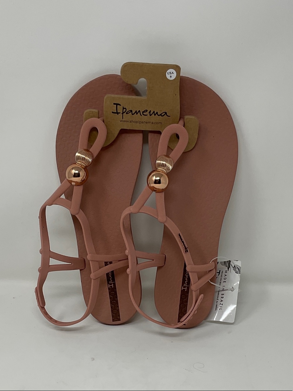 Ipanema Pink Women's T-Strap Sandals with Rose Gold Accent